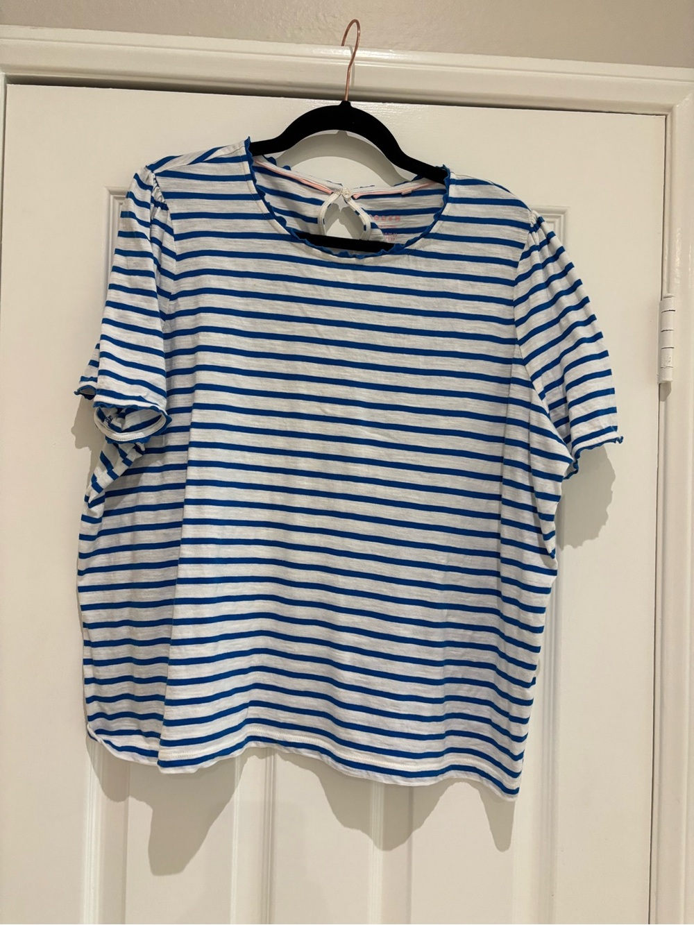 Boden Blue & White Striped Short Sleeve Top